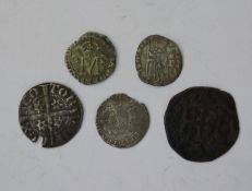 Group of Scottish Hammered Coins (4) plus Vanitian Galley Half Penny (5 in total)