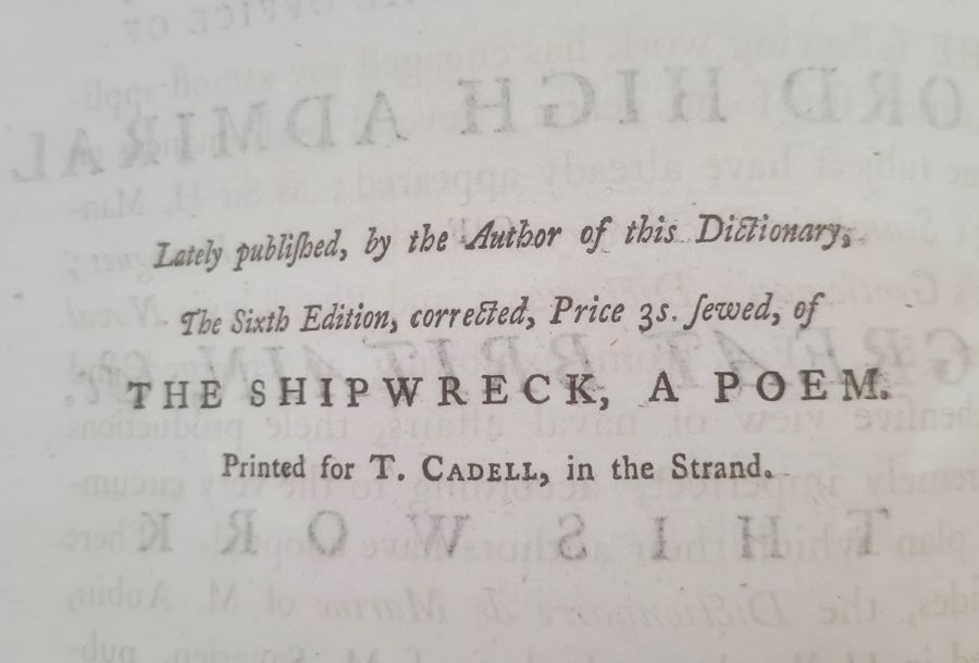 Falconer, William "An Universal Dictionary of the Marine; or, a Copious Explanation of the Technical - Image 6 of 6