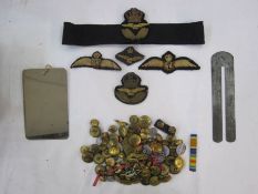 Quantity of Royal Air Force badges and buttons (1 wicker box)