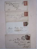 Box of miscellaneous items including four QV1d red in perforated covers, one with two values