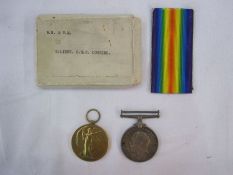 WWI war and victory medals named to Lieut.CHC.Cousins in original box of issue