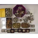 Large quantity of English coins with some foreign, to include pre 47 silver, approx £10 face