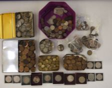 Large quantity of English coins with some foreign, to include pre 47 silver, approx £10 face