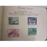 Two printed albums for KGV silver jubilee complete used, 1949 UPU colourised sets, mostly mounted