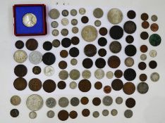 Interesting lot of coins to include, Charles II 4 pence, American, Canadian and Victorian Silver