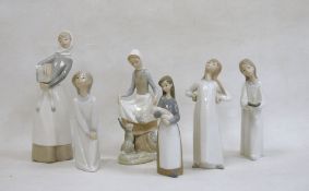 Six Lladro figures of girls, printed blue and impressed marks, including a figure of a girl and a