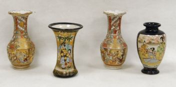 Collection of Japanese pottery vases, late 19th/early 20th century, printed marks, comprising a pair