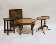 20th century needlework firescreen and three assorted tables (4)