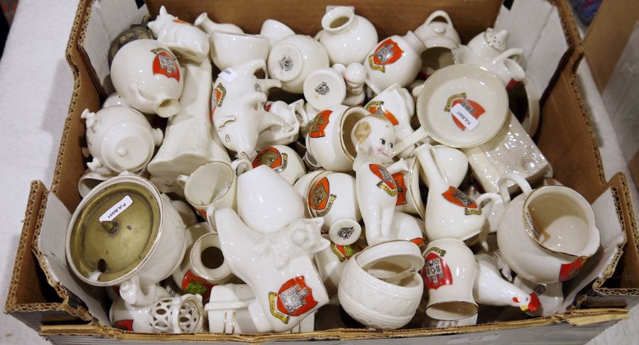 Collection of crested china, including Goss, Longton china, S.Hancock & Sons and others, models of