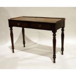 19th century side table with two drawers, on turned supports, 106cm x 73cm