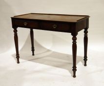 19th century side table with two drawers, on turned supports, 106cm x 73cm