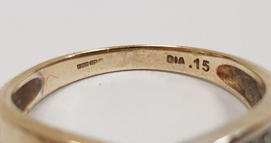 9ct gold and tiny diamond half-hoop crossover ring, 2g approx. - Image 2 of 2