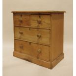 20th century pine chest of two short over two long drawers, on plinth base, 76cm x 77cm Condition