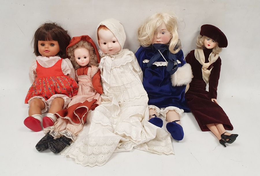 Five modern dolls, including Sebino doll, and baby doll marked J.C. and others (5)