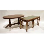 Modern leather-topped coffee table with two nesting tables under and one further table (2)