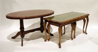 Modern leather-topped coffee table with two nesting tables under and one further table (2)