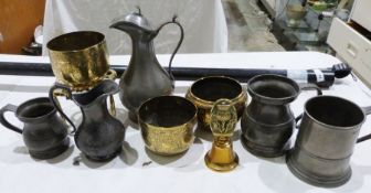 Pewter mug, assorted brass wares and metal wares and a horn (1 box)Condition Reportphotos added