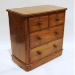 19th century mahogany chest of two short over two long drawers, on plinth base, 87cm x 90cm