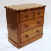 19th century mahogany chest of two short over two long drawers, on plinth base, 87cm x 90cm
