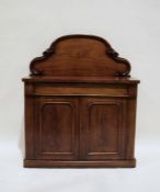 19th century mahogany chiffionier with galleried back, the mahogany top with rounded front corners