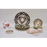 A collection of Royal Crown Derby plates, a Crown Staffordshire lidded pot and a Royal Crown Derby