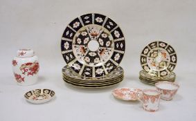 A collection of Royal Crown Derby plates, a Crown Staffordshire lidded pot and a Royal Crown Derby