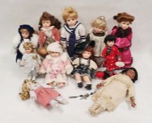 Modern porcelain-headed dolls to include Leonardo Collectors dolls, etc (1 box)