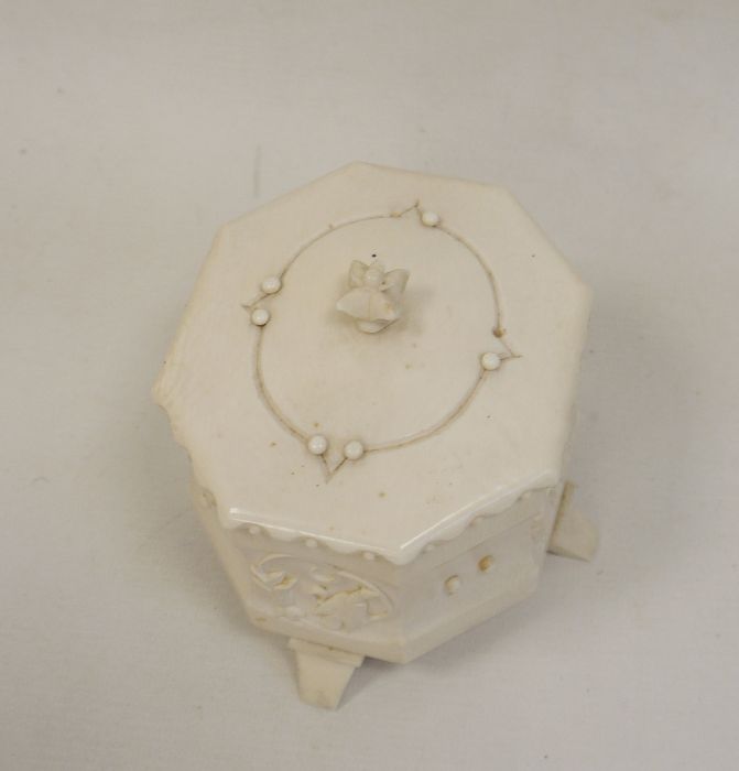 Possibly 1920's ivory lidded box on four feet - Image 5 of 5