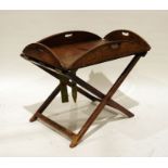 19th century mahogany butler's tray on folding stand  Condition ReportSurface scratches, scuffs,