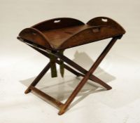 19th century mahogany butler's tray on folding stand  Condition ReportSurface scratches, scuffs,