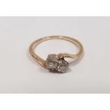 18ct gold and two-stone diamond crossover ring