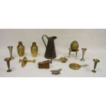 Collection of assorted items of brass and metalware to include a model of a spitfire, various