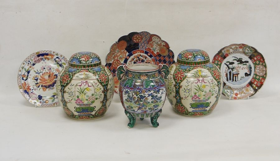 Collection of Chinese ceramics, late 19th century and later, including a pair of ginger jars and