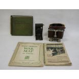 Kodak Boy Scout camera, a pair of binoculars in case, and a Daily Express wall map