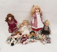 Assorted modern collectors china-headed dolls (1 bag)