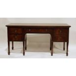 Regency mahogany sideboard, the rectangular top above four assorted drawers, on square section