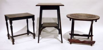 Oak two-tier table, a folding table and a coffee table (3)