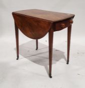 19th century mahogany pembroke table with single drawer, on square section tapering supports to