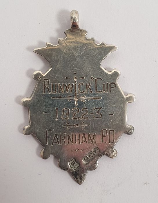 Three silver Farnham Grammar School medals, two 1920's/30's Farnham silver sporting medals, a - Image 6 of 14