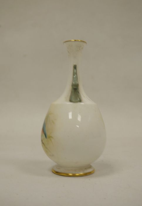 Royal Worcester two-handled small oviform vase, 20th century, printed black marks, painted with a - Image 4 of 5