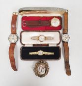 Lady's gilt metal Rotary wristwatch with square dial and baton numerals, a lady's Lanco wristwatch