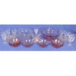 Assorted glassware to include engraved sherry, glass pudding bowls, engraved glass fruit bowl,