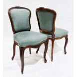 Set of six early 20th century dining chairs in the French taste, with serpentine fronted seats to