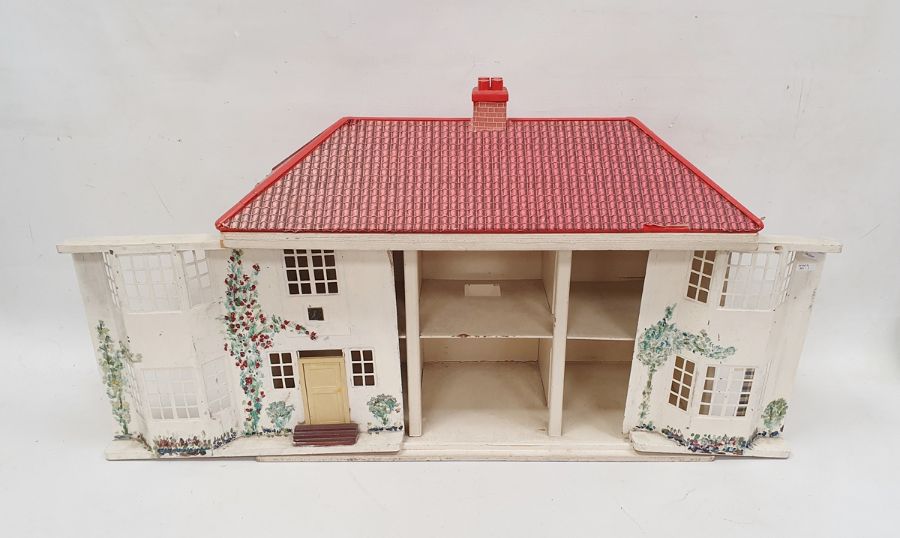 Vintage doll's house with sliding painted metal frontage, modern furniture to interior - Image 2 of 4