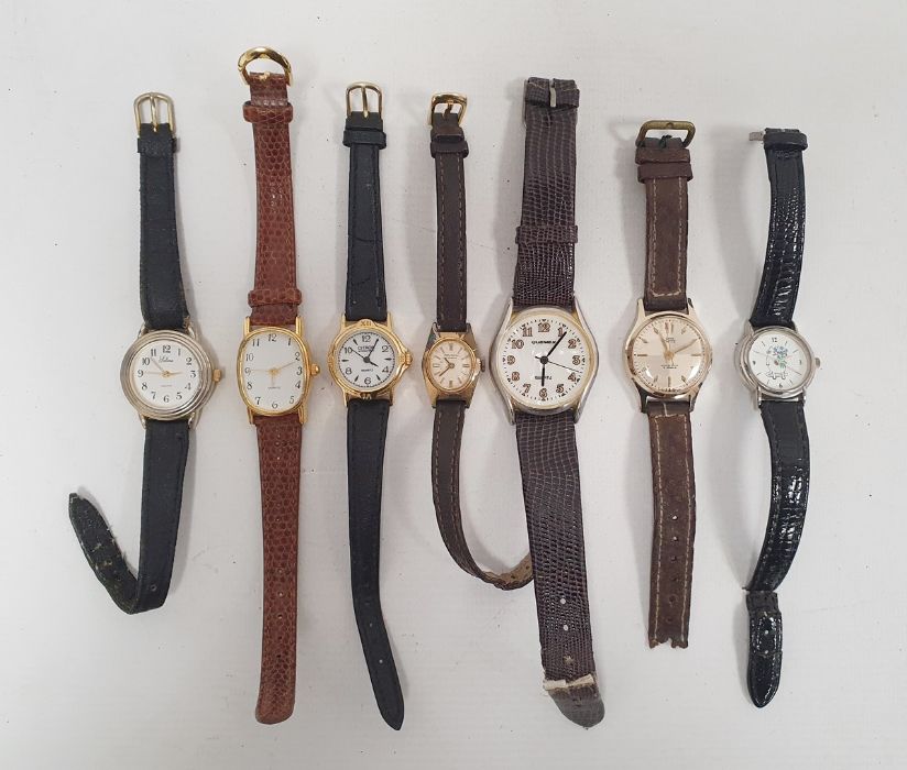 Two vintage 9ct gold wristwatches (straps missing) and a quantity of sundry wristwatches (1 box)