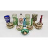 Collection of Bohemian enamelled glassware, predominantly mid to late 19th century, including a pair