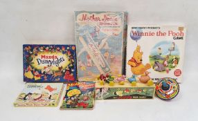 Vintage child's toys and pictures to include Mazda Disney lights, Walt Disney Winnie the Pooh