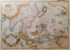 Reproduction map of Eastern Asia and map of Oxfordshire  After G Havell  Engraving "The Blenheim