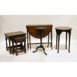 20th century oak Sutherland table, a nest of three coffee tables, a wine table and a centre table (