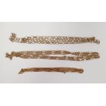 Three various 9ct gold chain link necklaces, 19g approx.
